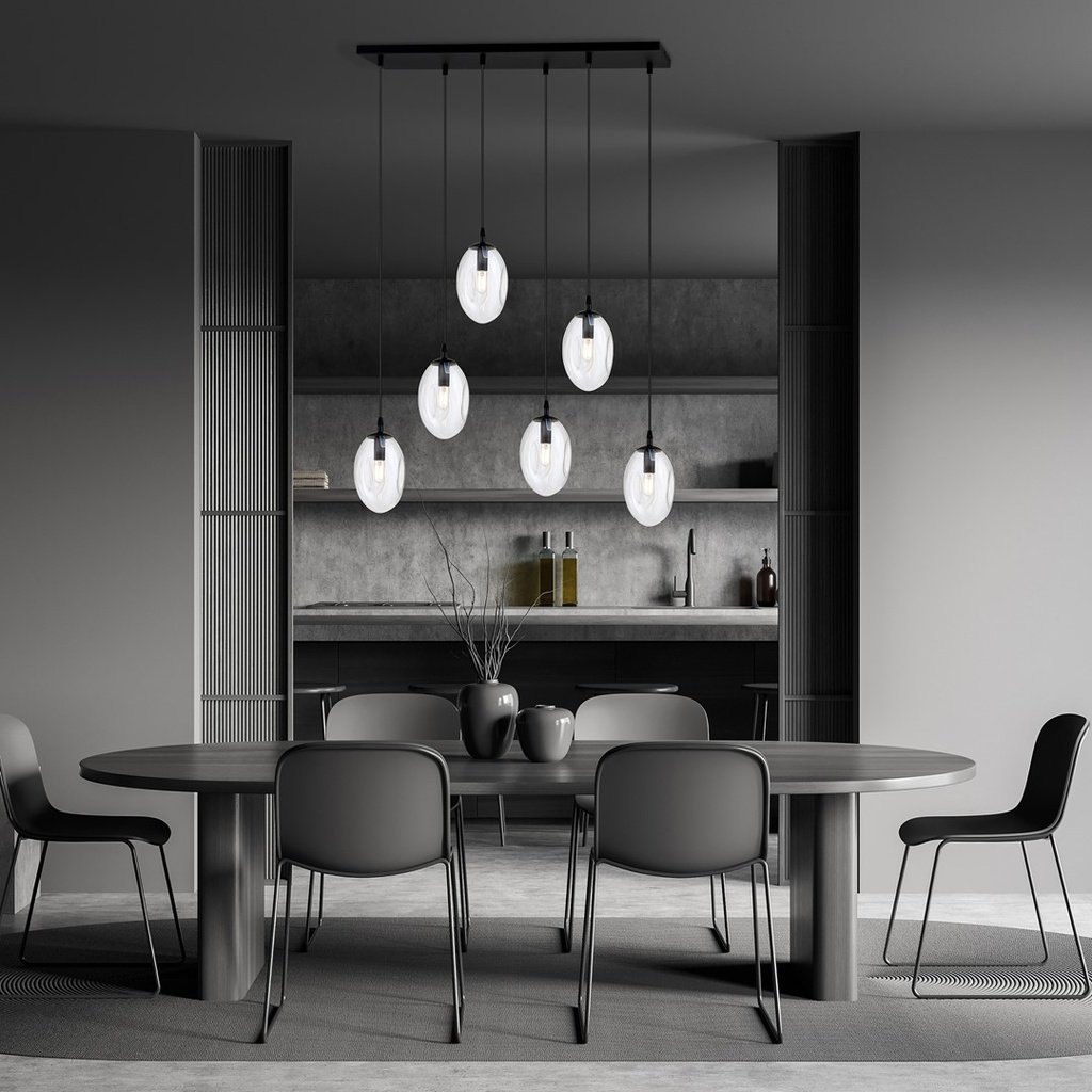 Lampada a sospensione Astral 6 Nero – trasparente – foto 5