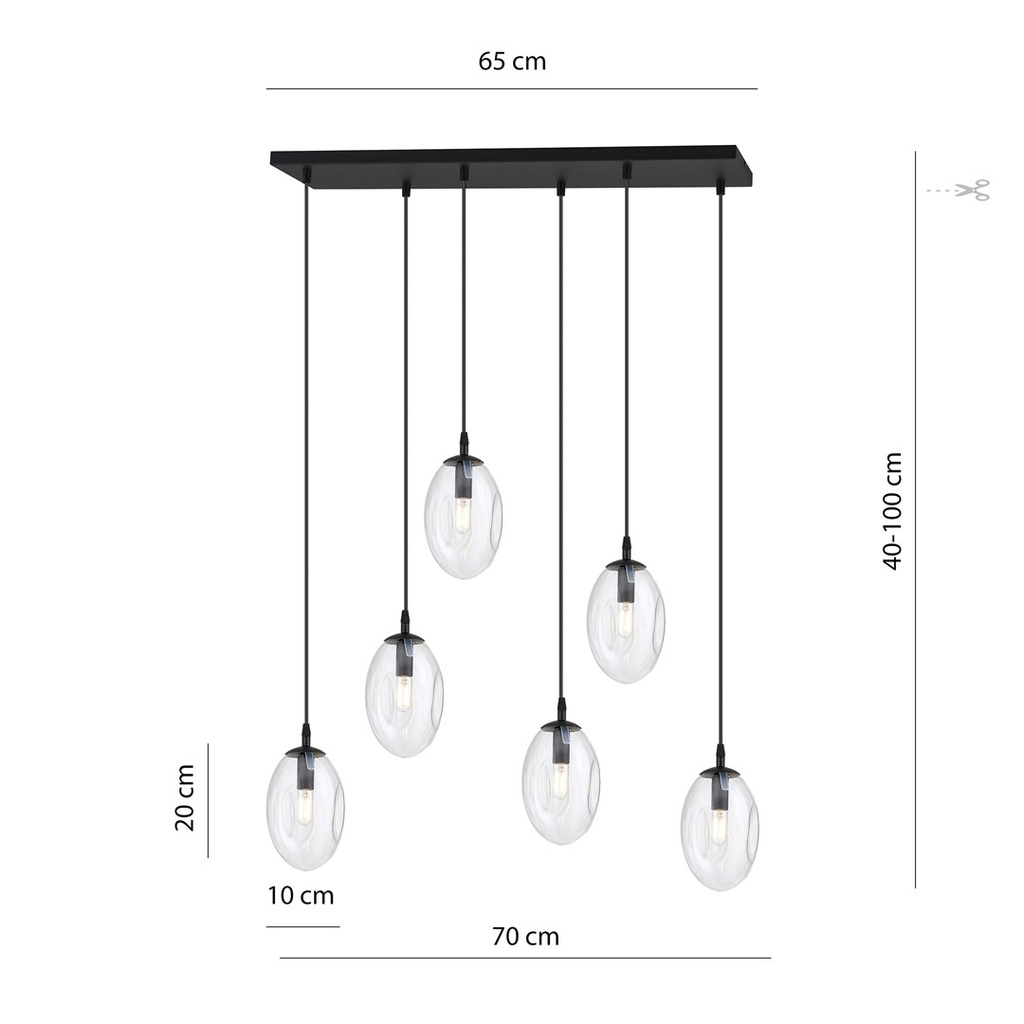 Lampada a sospensione Astral 6 Nero – trasparente – foto 6