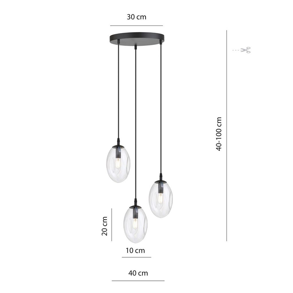 Astral 3 Schwarz Premium Pendelleuchte – transparent – Foto 6