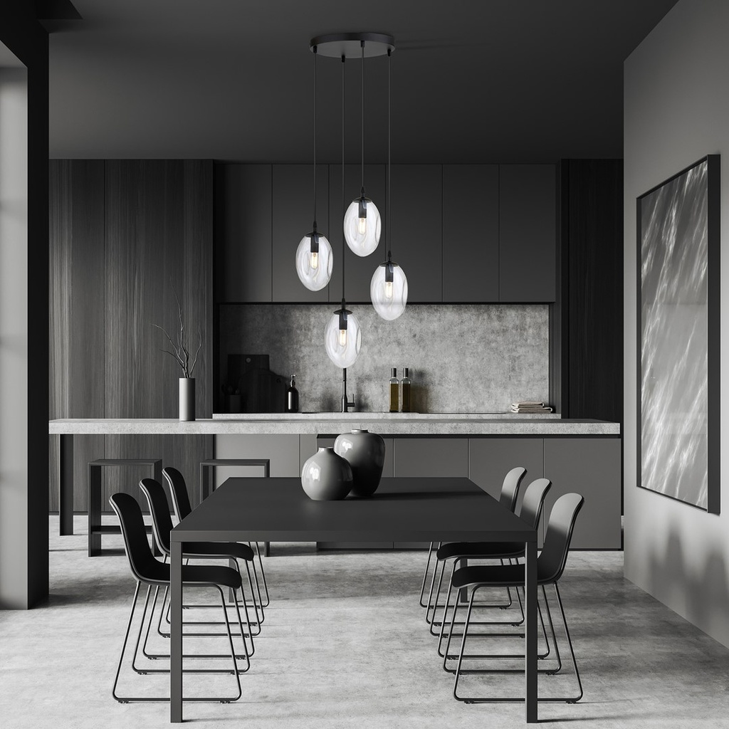 Lampada a sospensione Astral 4 Nero Premium – trasparente – foto 5