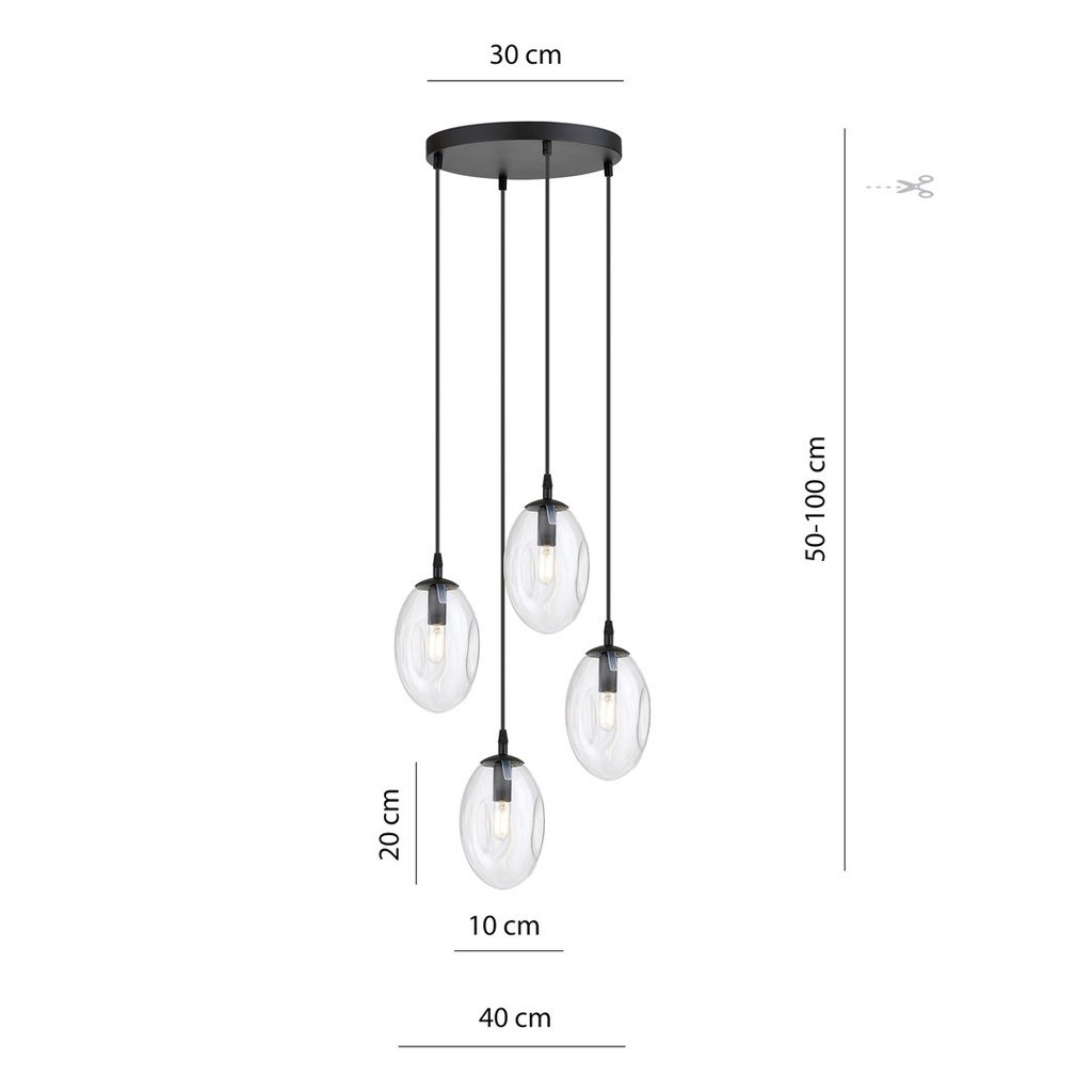Lampada a sospensione Astral 4 Nero Premium – trasparente – foto 6