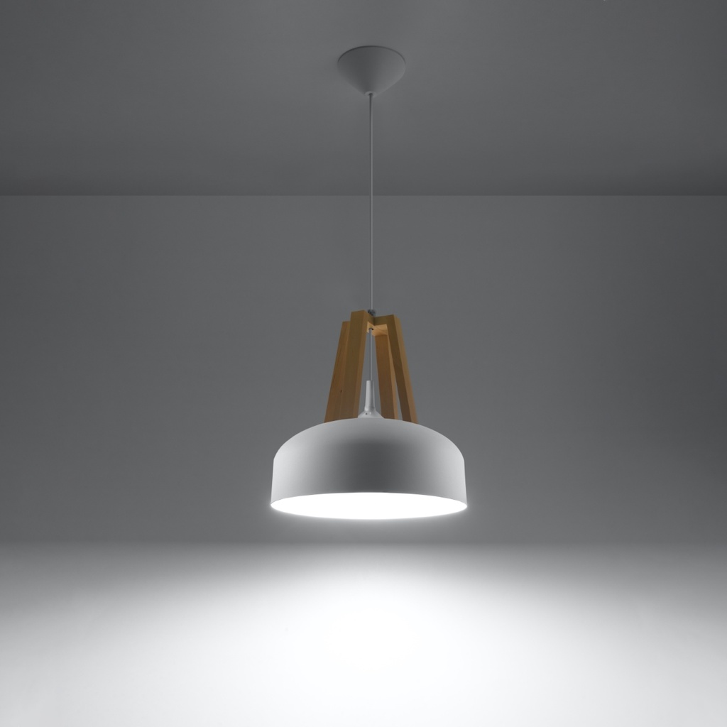 Lampada a sospensione CASCO – bianco/legno naturale – foto 4