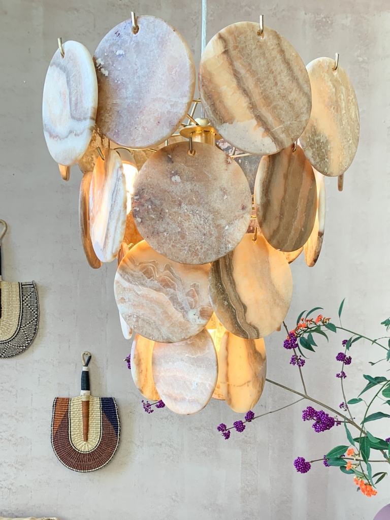 Pendant Lamp - Alabaster - L - Amber - Zenza