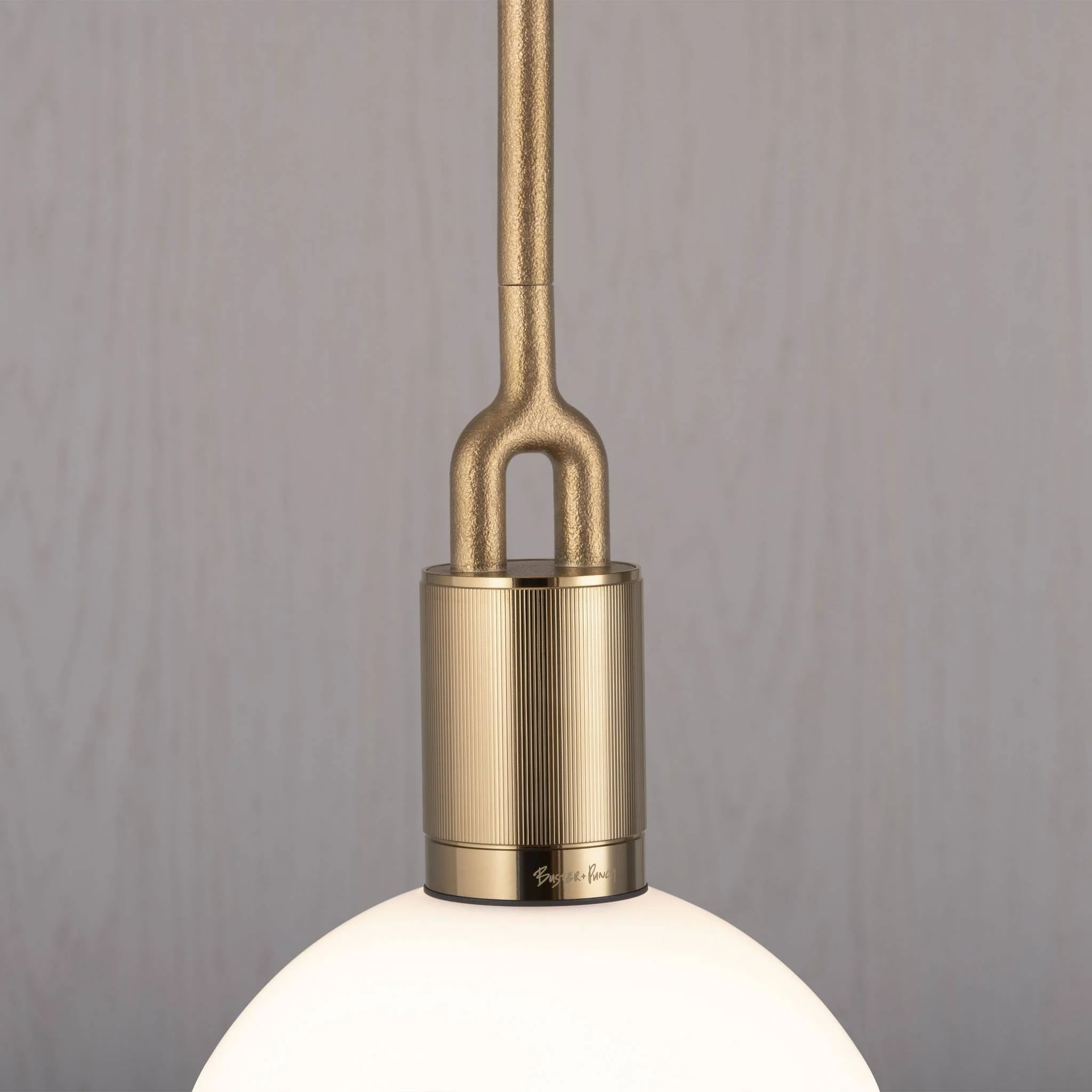 FORKED PENDANT / LINEAR / GLOBE / OPAL / MEDIUM · BRASS · 2