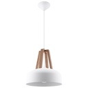 Lampada a sospensione CASCO bianco/legno naturale