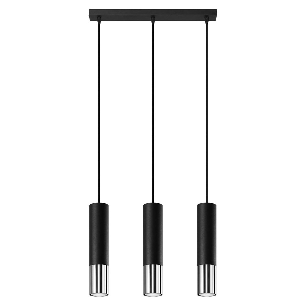 Lampada a sospensione LOOPEZ 3L nero/cromo