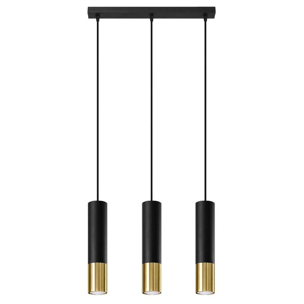 LOOPEZ 3L Black & Gold Suspension Lamp 