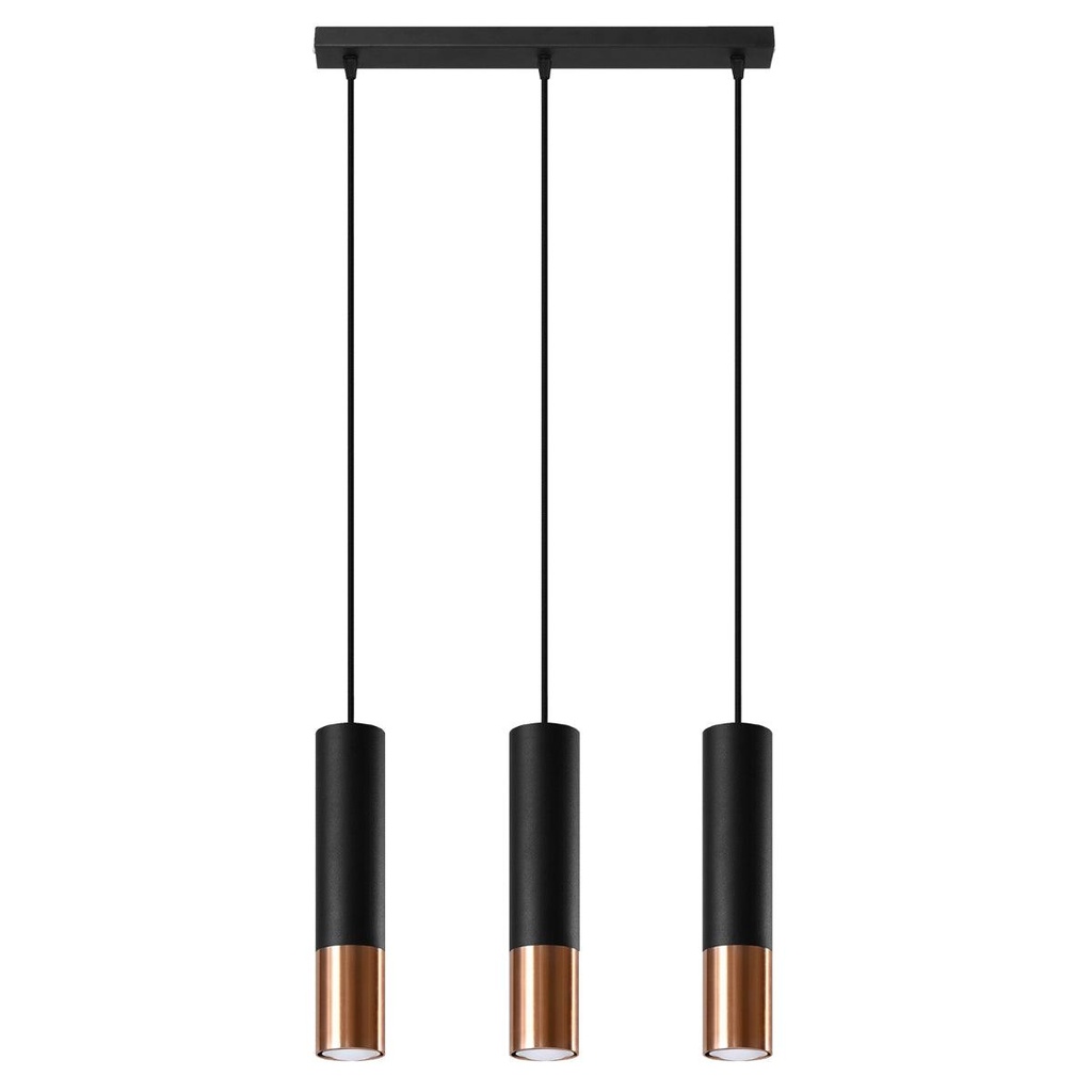 [SL.0948] LOOPEZ 3L Pendelleuchte schwarz/kupfer