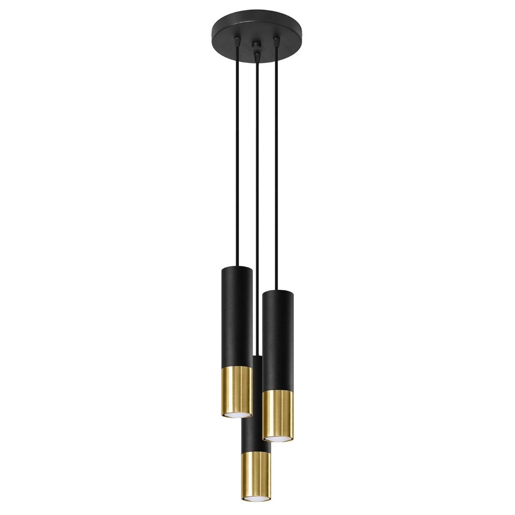 [SL.0955] Lampe suspendue LOOPEZ 3P noire et dorée