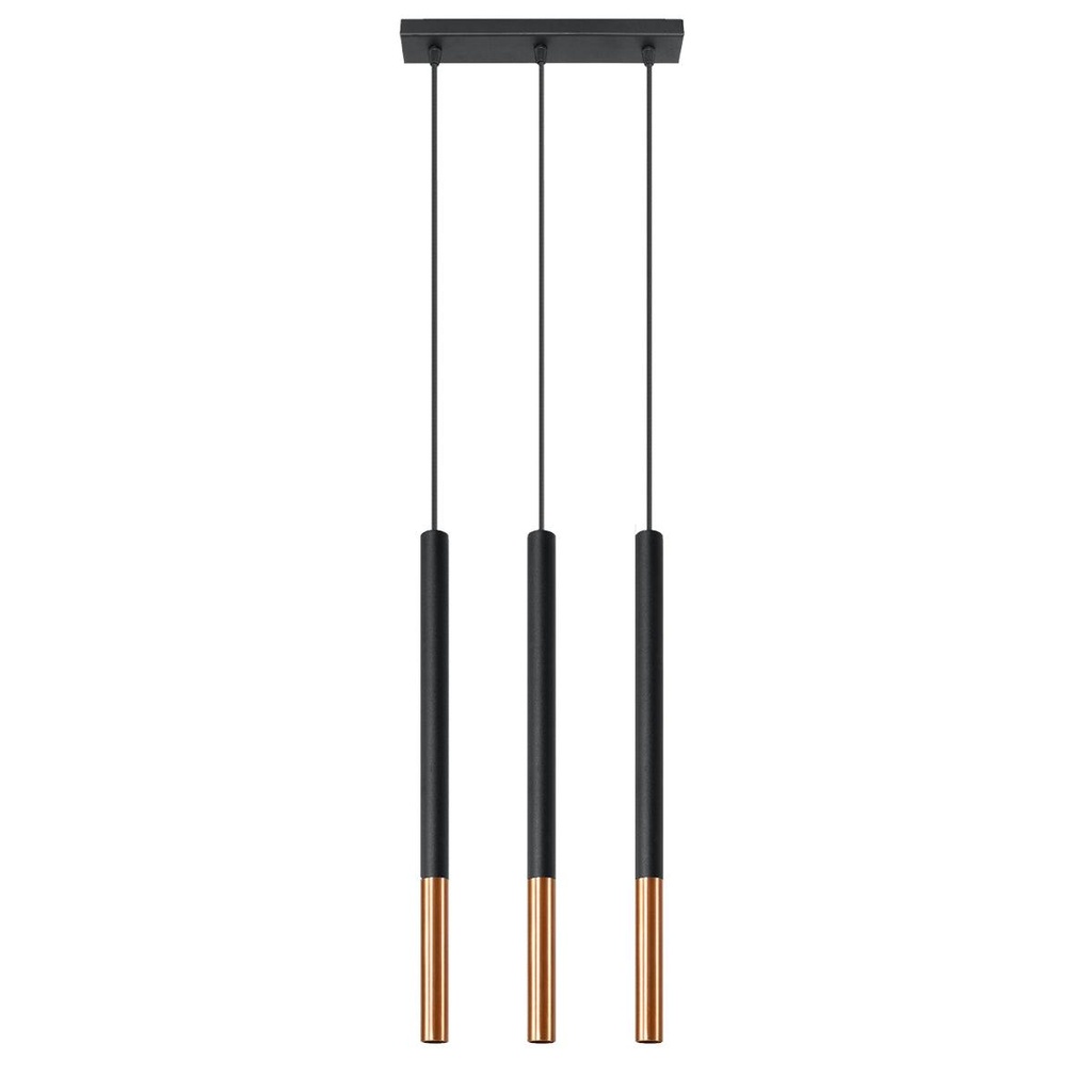 [SL.0889] MOZAICA 3L Pendelleuchte schwarz/kupfer
