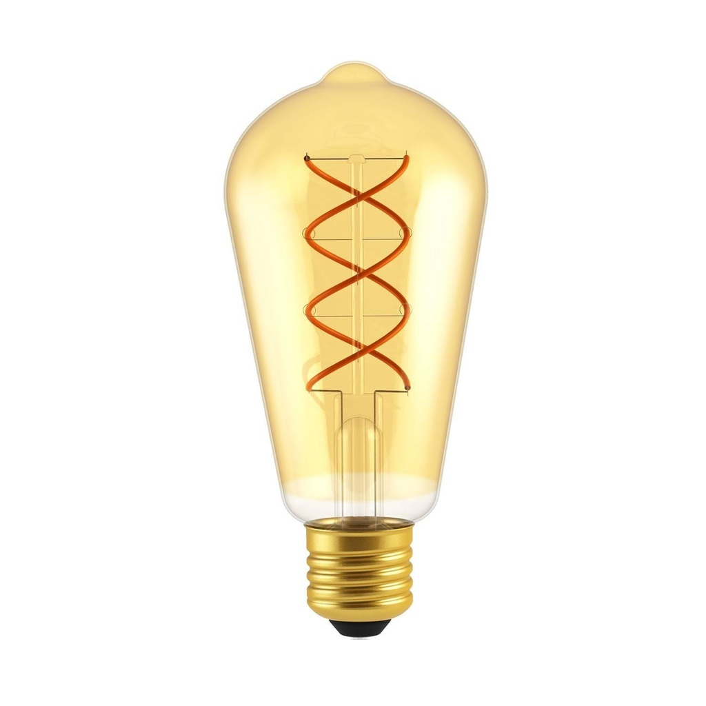 Lampadina LED Dorata Edison ST64 filamento Curvo doppio a spirale 5W