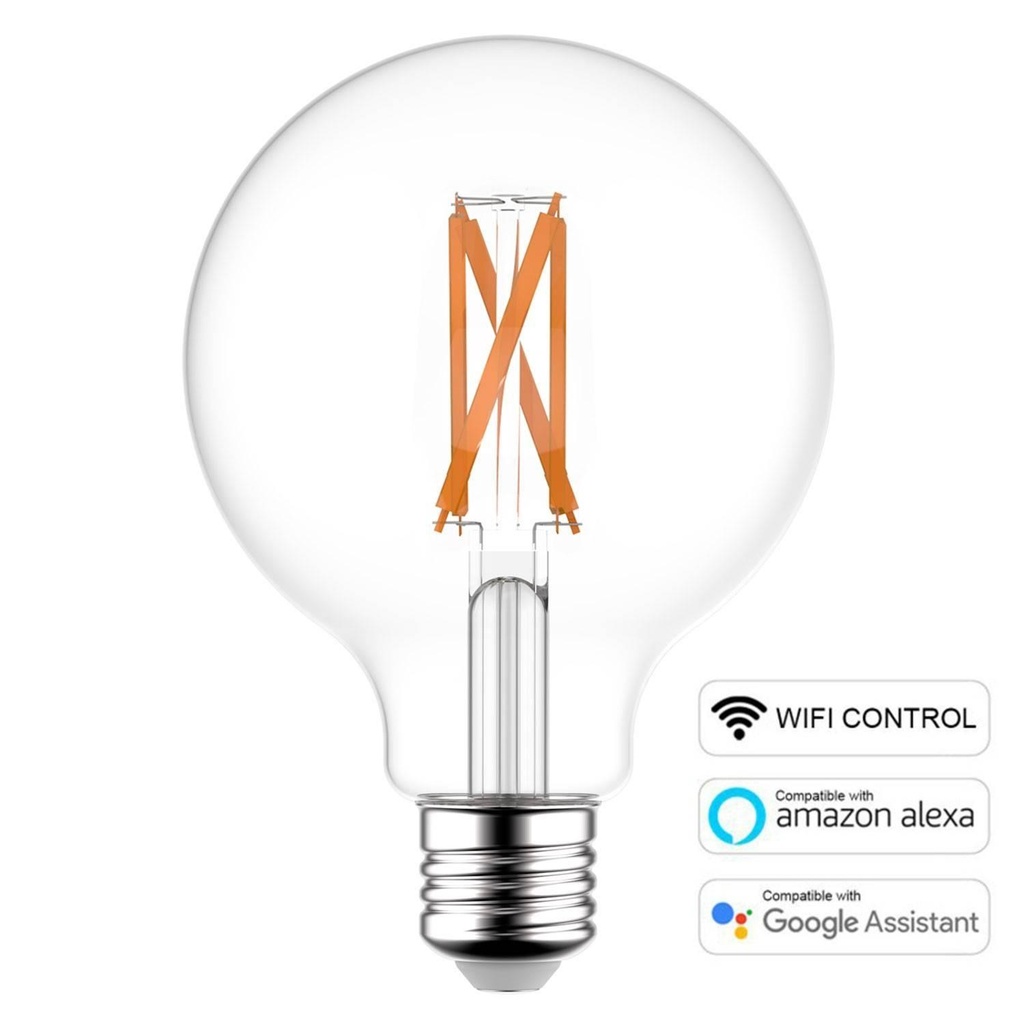 Lampadina LED SMART WI-FI Globo G125 Trasparente 6,5W 806Lm E27