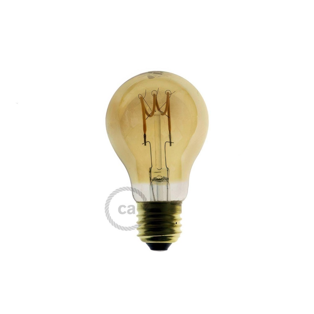 Lampadina LED Dorata Goccia A60 filamento Curvo a Spirale 2,5W 136Lm
