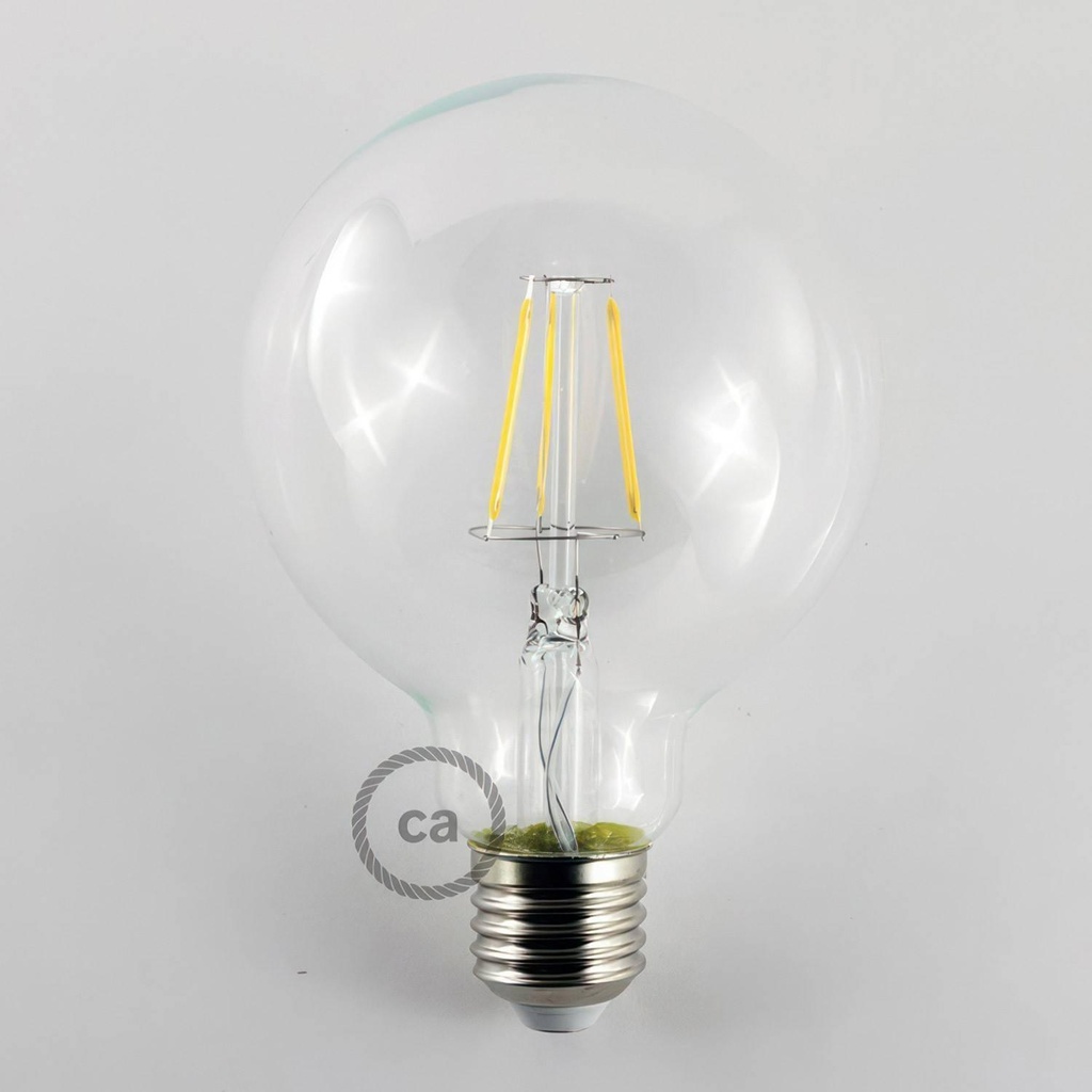 Lampadina LED Trasparente Globo G95 filamento Corto 4,5W 470Lm E27