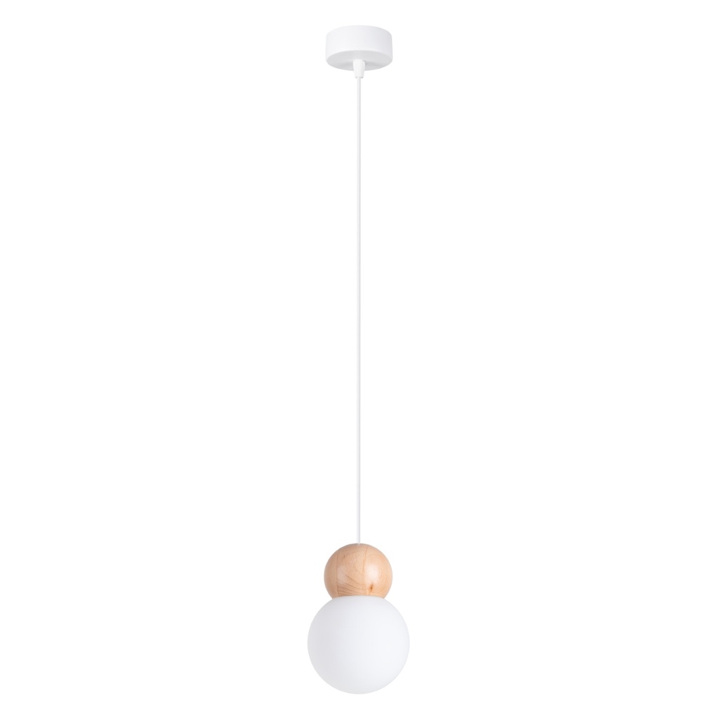 Lampada a sospensione PEKKA 1 bianco/legno naturale