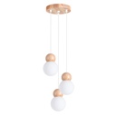 Lampada a sospensione PEKKA 3P bianco/legno naturale