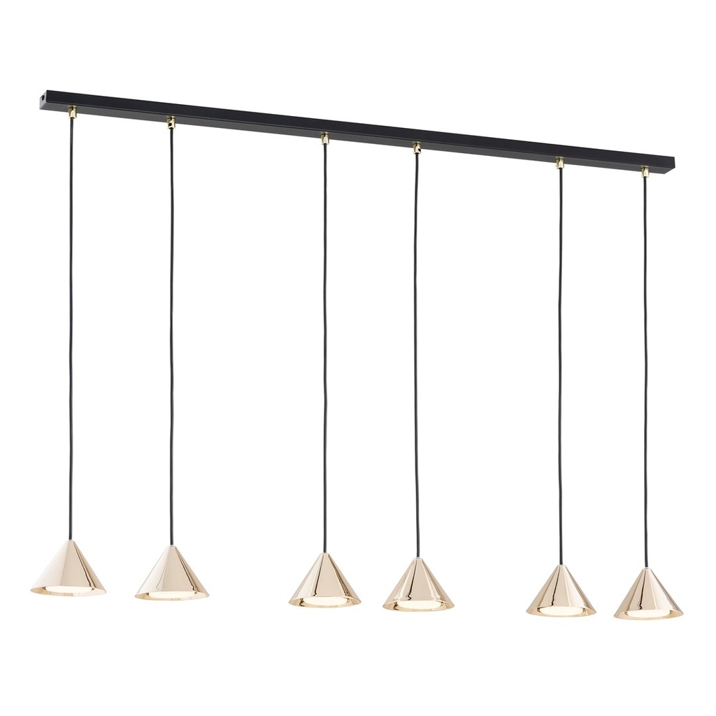 Elit 6 Schwarz/Gold Pendelleuchte
