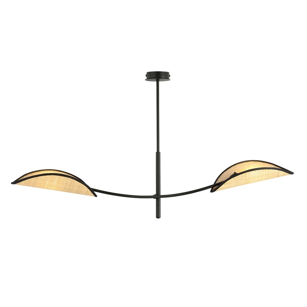 [1108/2] Lotus 2 Black/Rattan ceiling lamp