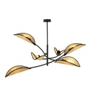 Plafonnier Lotus 6 noir/rotin