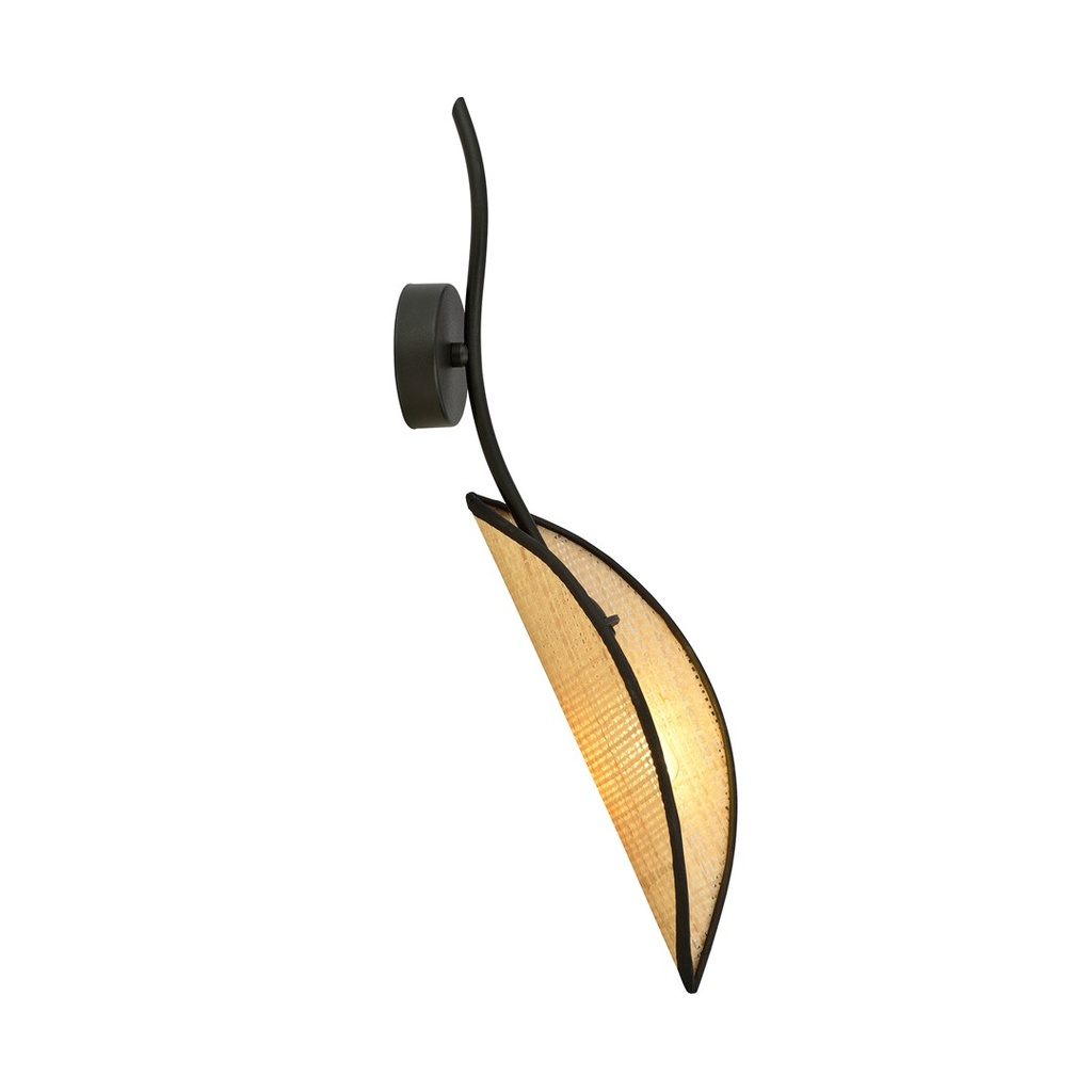Lampada da parete Lotus K1 Black/Rattan