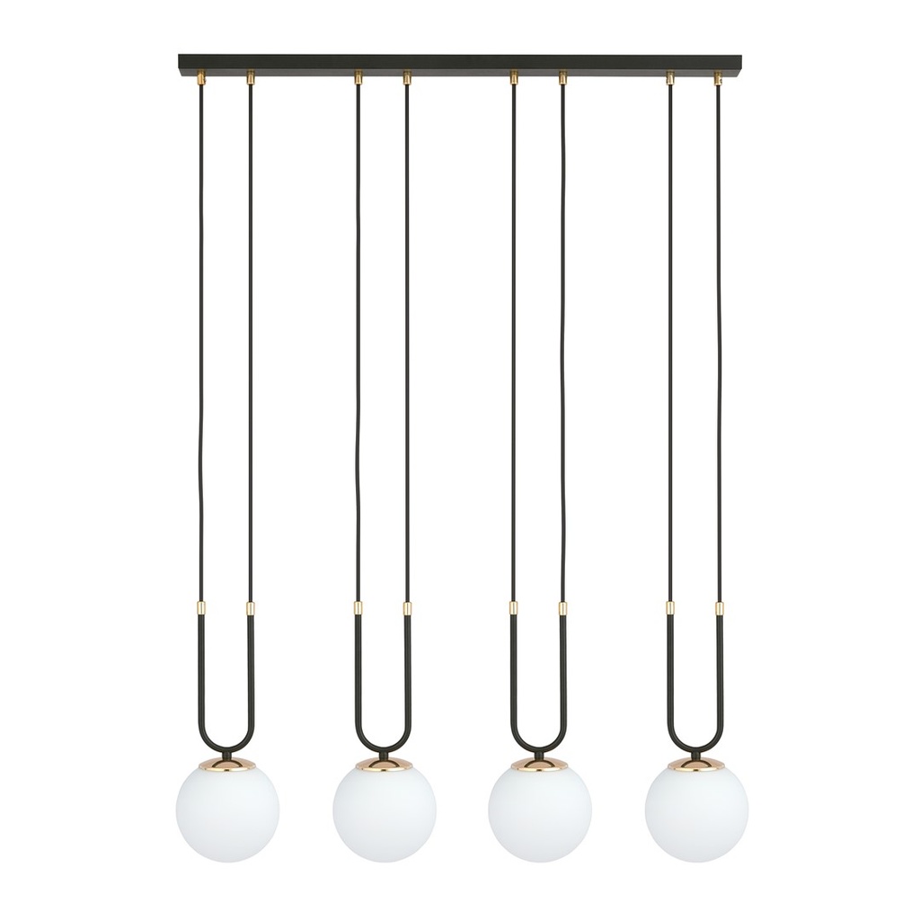 Lampe suspendue Glam 4 noire/opale