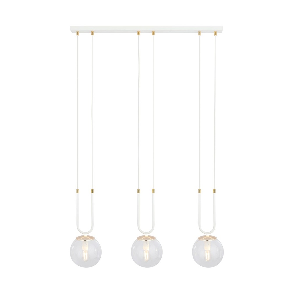 Lampe suspendue Glam 3 blanche/transparente