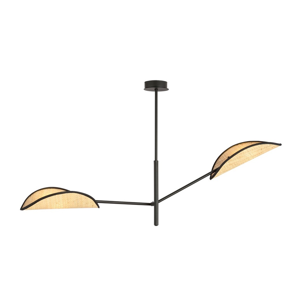[1160/2] Plafonnier Vene 2 noir/rotin