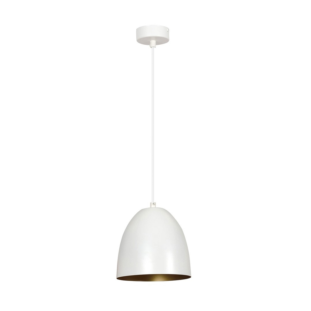 [411/1] Lampe suspendue Lenox 1 blanche/dorée