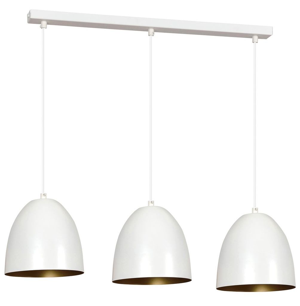 [411/3] Lampe suspendue Lenox 3 blanche/dorée