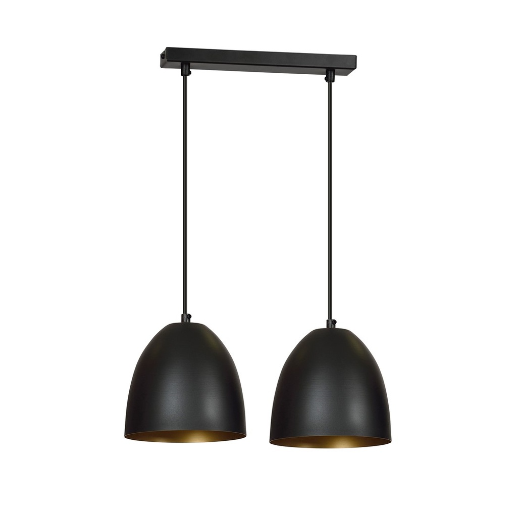Lampe suspendue Lenox 2 noire/dorée
