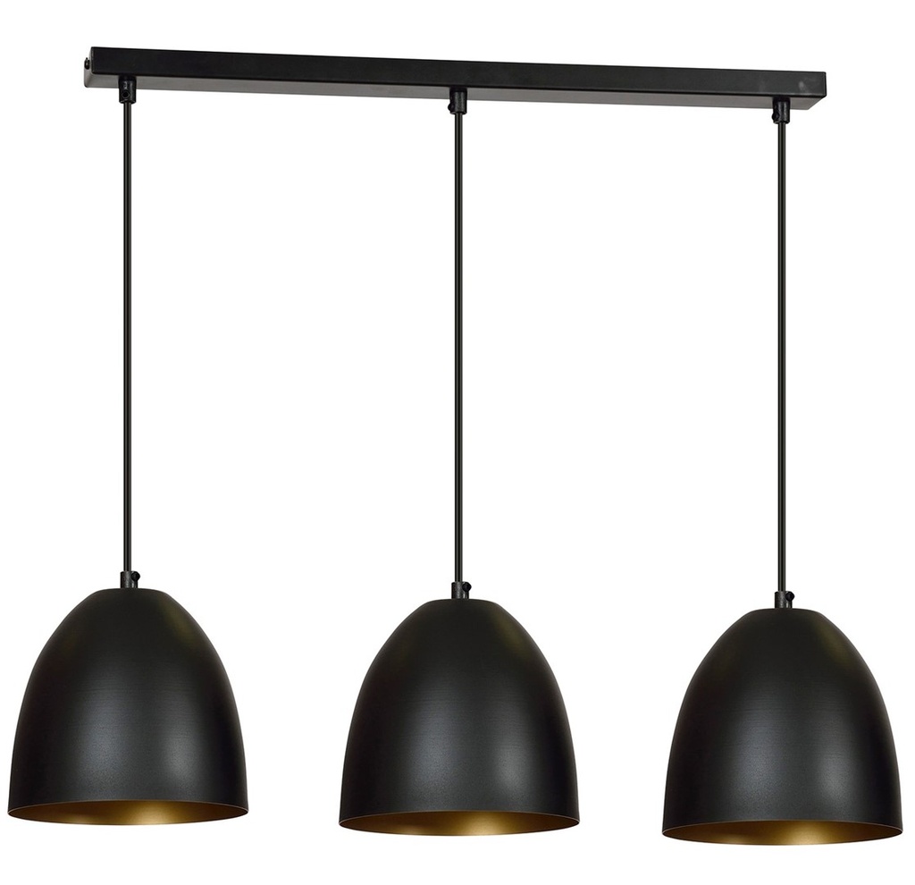 [410/3] Lampada a sospensione Lenox 3 Black / Gold