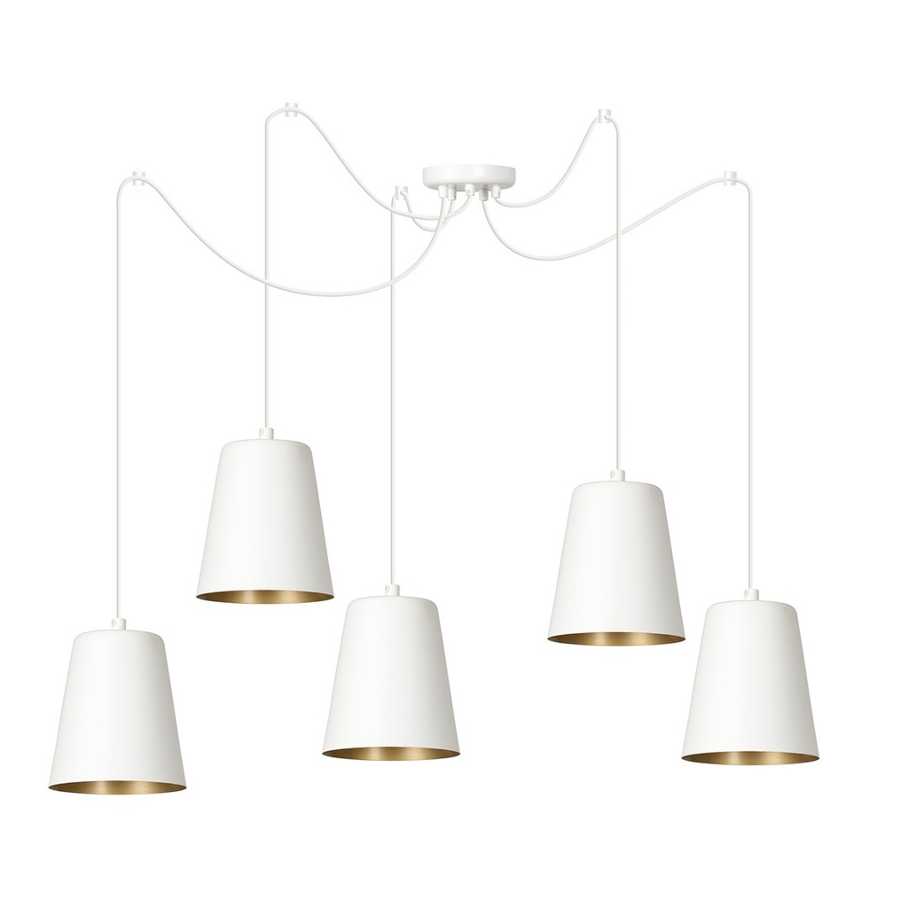 [456/5] Lampe suspendue Link 5 blanche/dorée