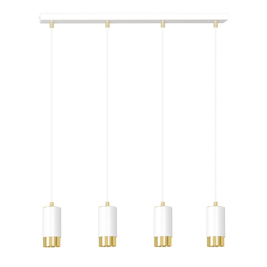 [815/4] Fumiko 4 Weiß/Gold Pendelleuchte