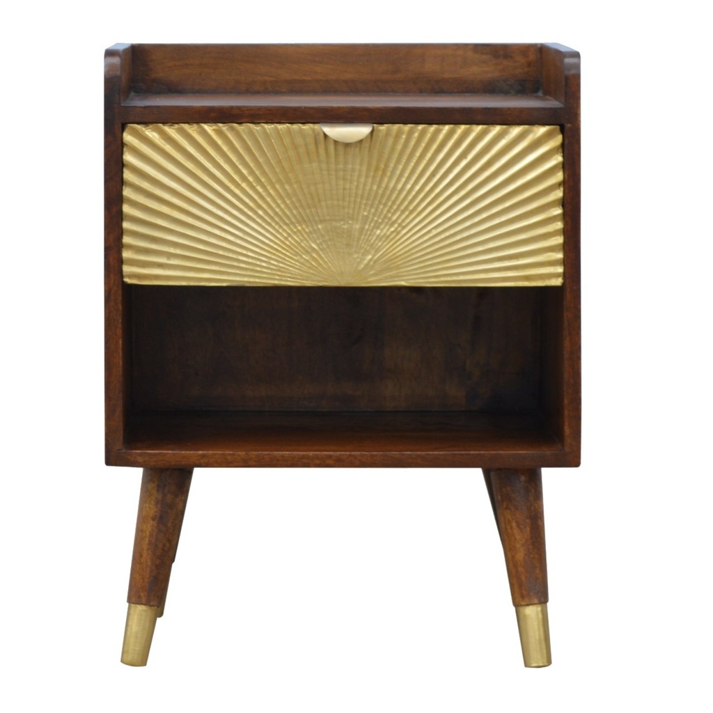 [IN533] Table de chevet Manila Gold avec un tiroir