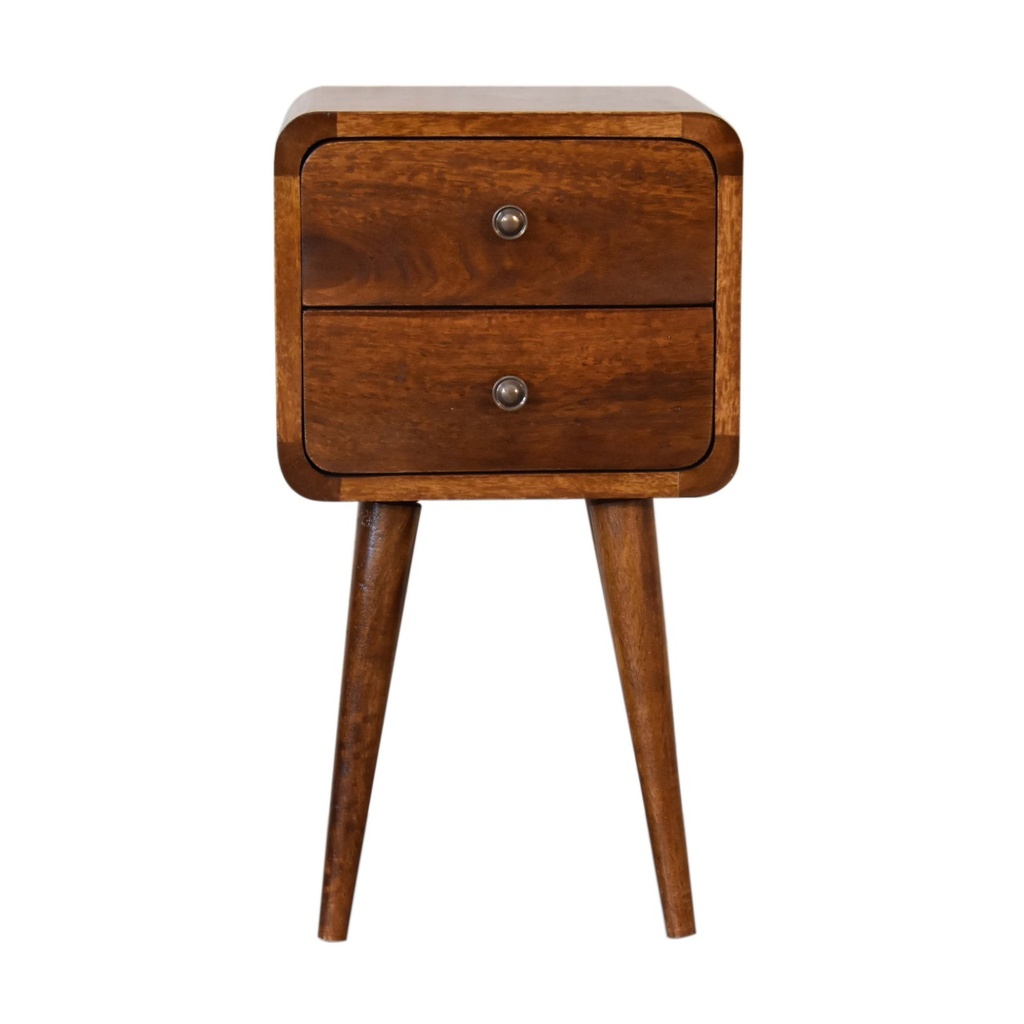 Comodino curvo Mini in castagno