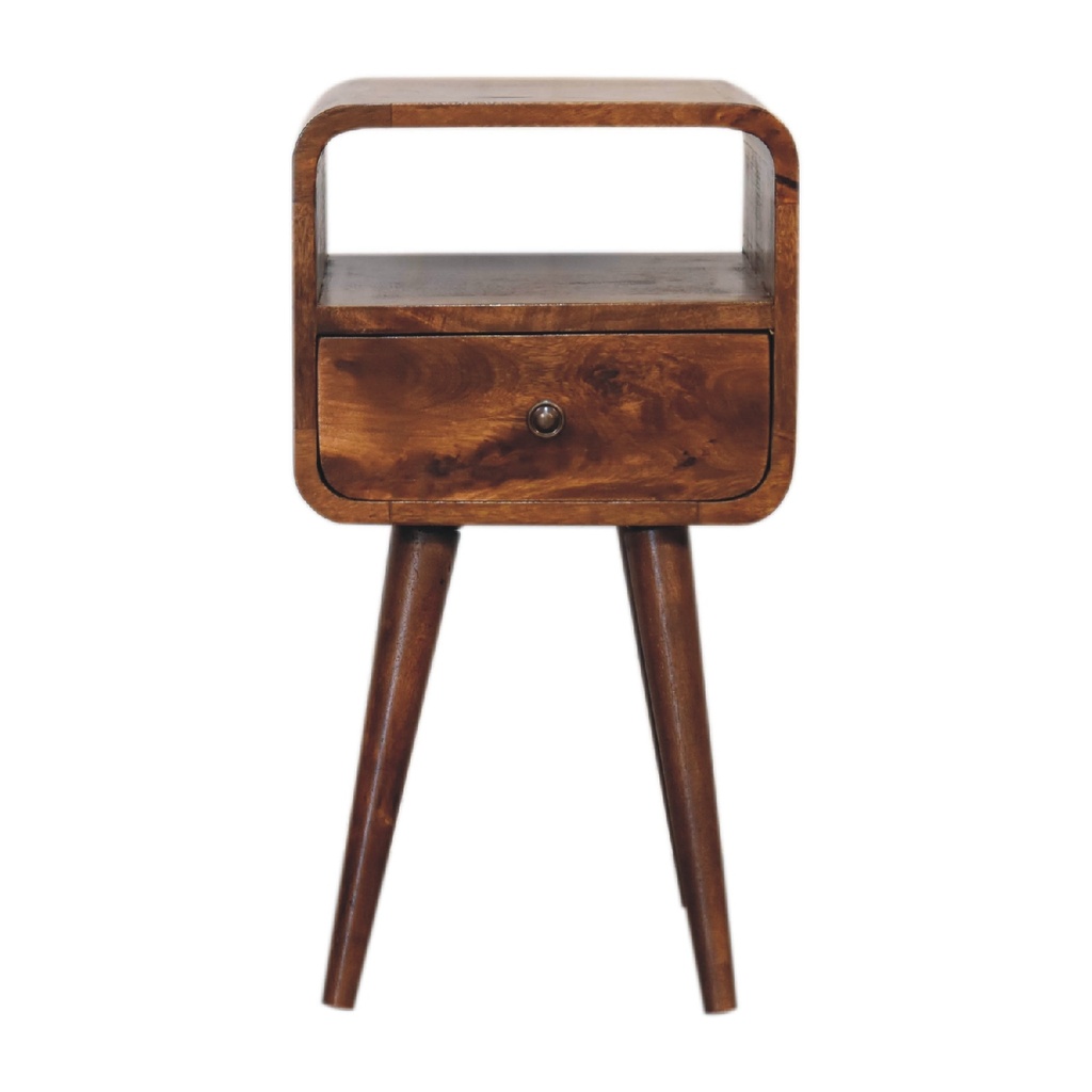 [IN3313] Table de chevet ouverte Mini Curva en châtaignier