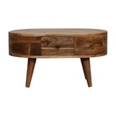 Mini table basse ronde effet chêne