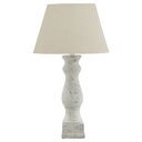 Lampada da tavolo a candelabro bianco antico Darcy con paralume in lino