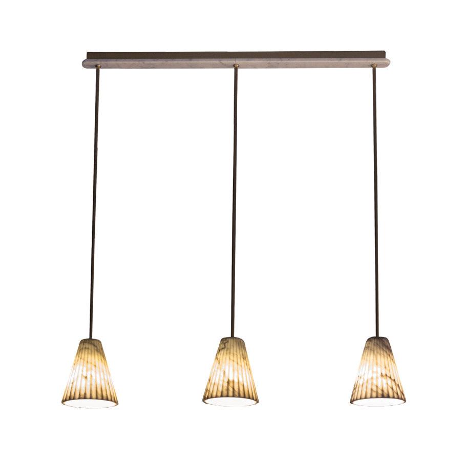 OR28 Three Pendants Carrara Marble Exclusive Handmade in Italy