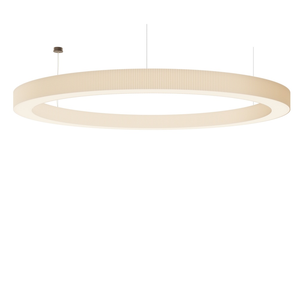 [R3] Lustre R3 CLEOPATRA "Extra Size" avec double abat-jour circulaire en tissu pongé plissé main.