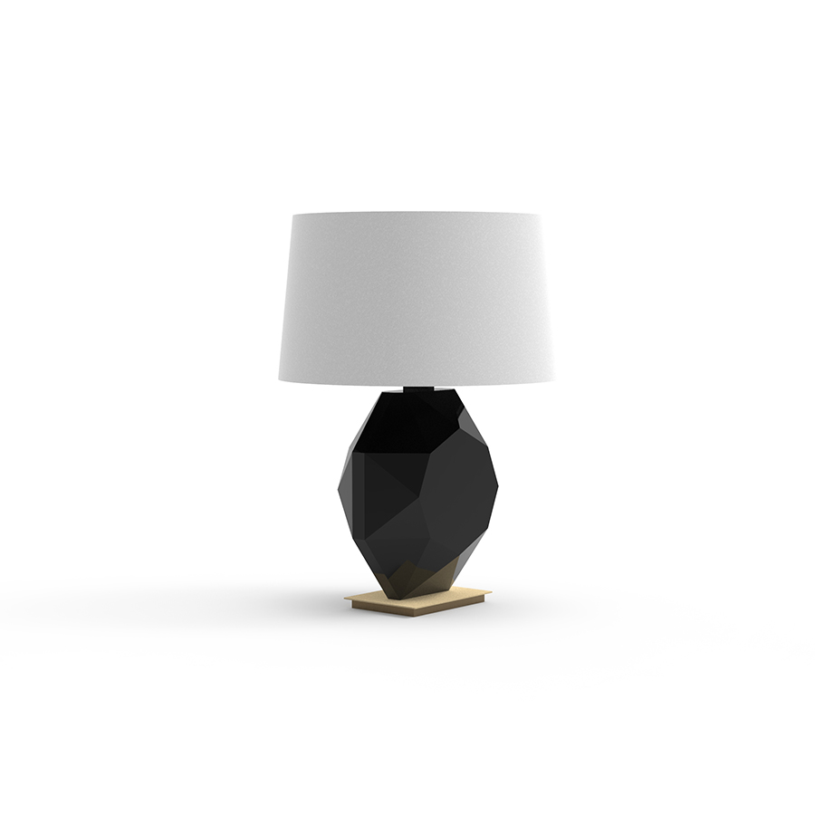 OR55 URANO Lampada da Tavolo Marmo Nero Marquina Interamente Fatto a Mano in Italia