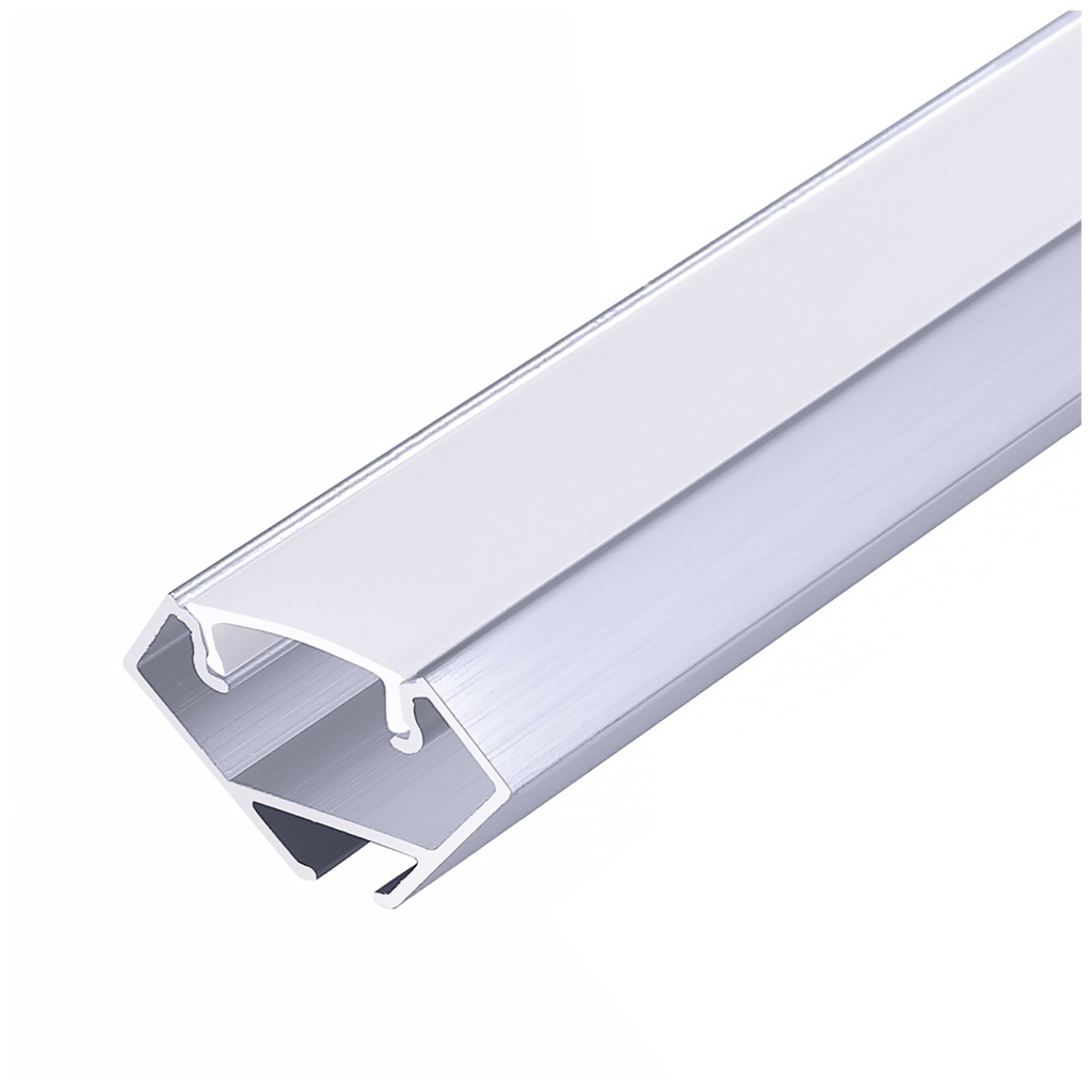 Winkelprofil N01 eloxiert silber + milchige Abdeckung 1m Kobi