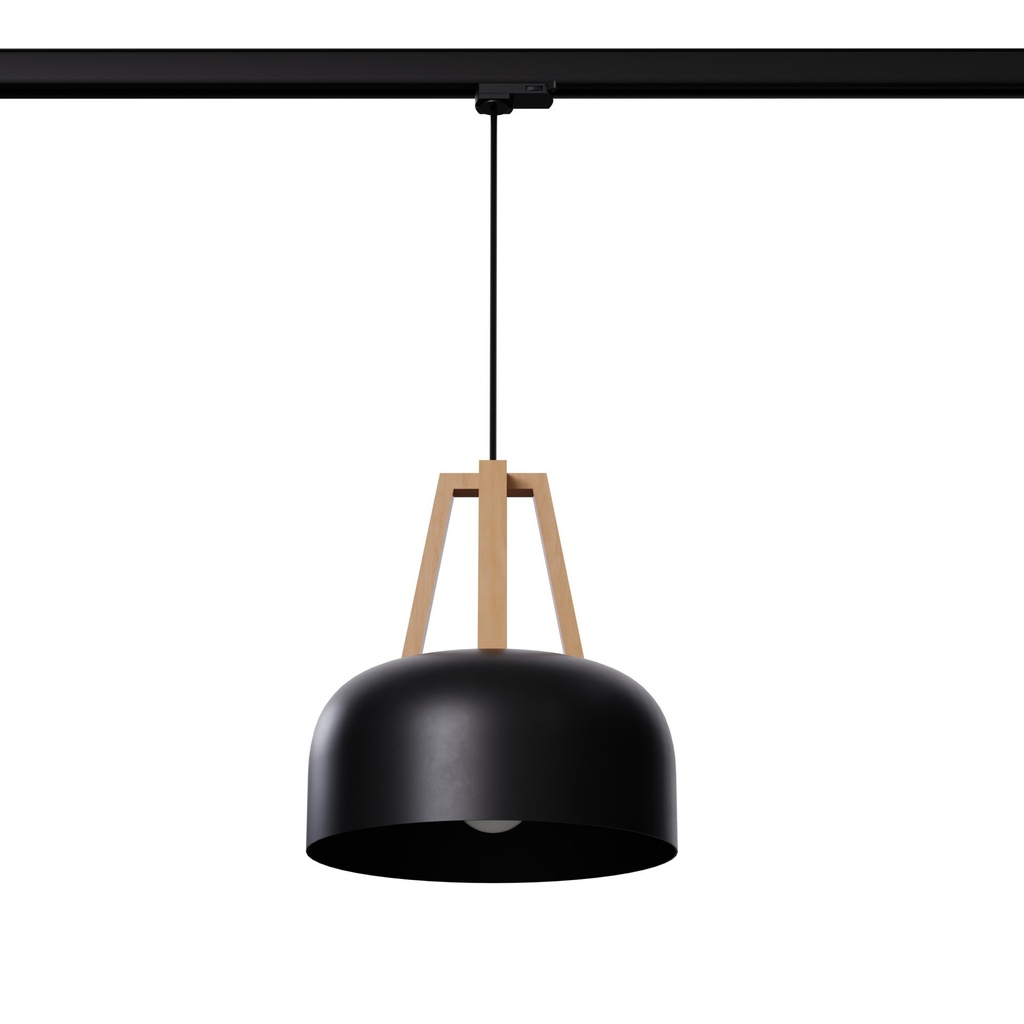 Lampada a sospensione CASCO nero/legno naturale E27 4000K 7,5W 690lm