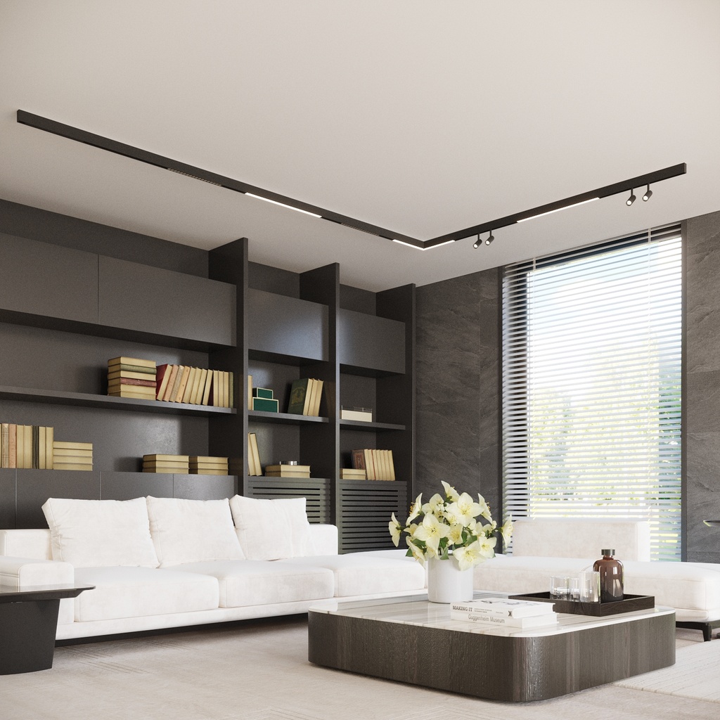 Illuminazione a binario trifase a soffitto KARO — 15 punti luce