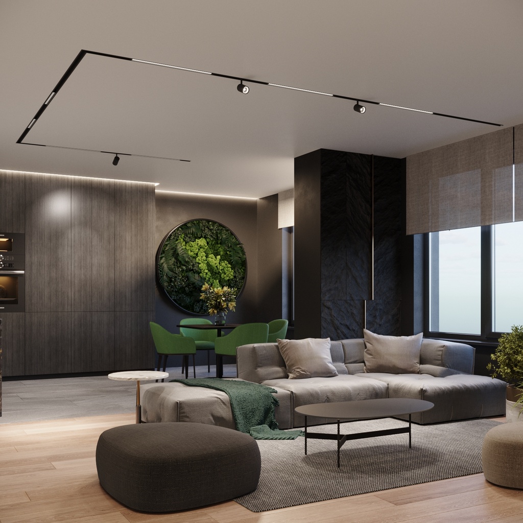 Three-phase track lighting ceiling-mounted YUMO — 24 light points