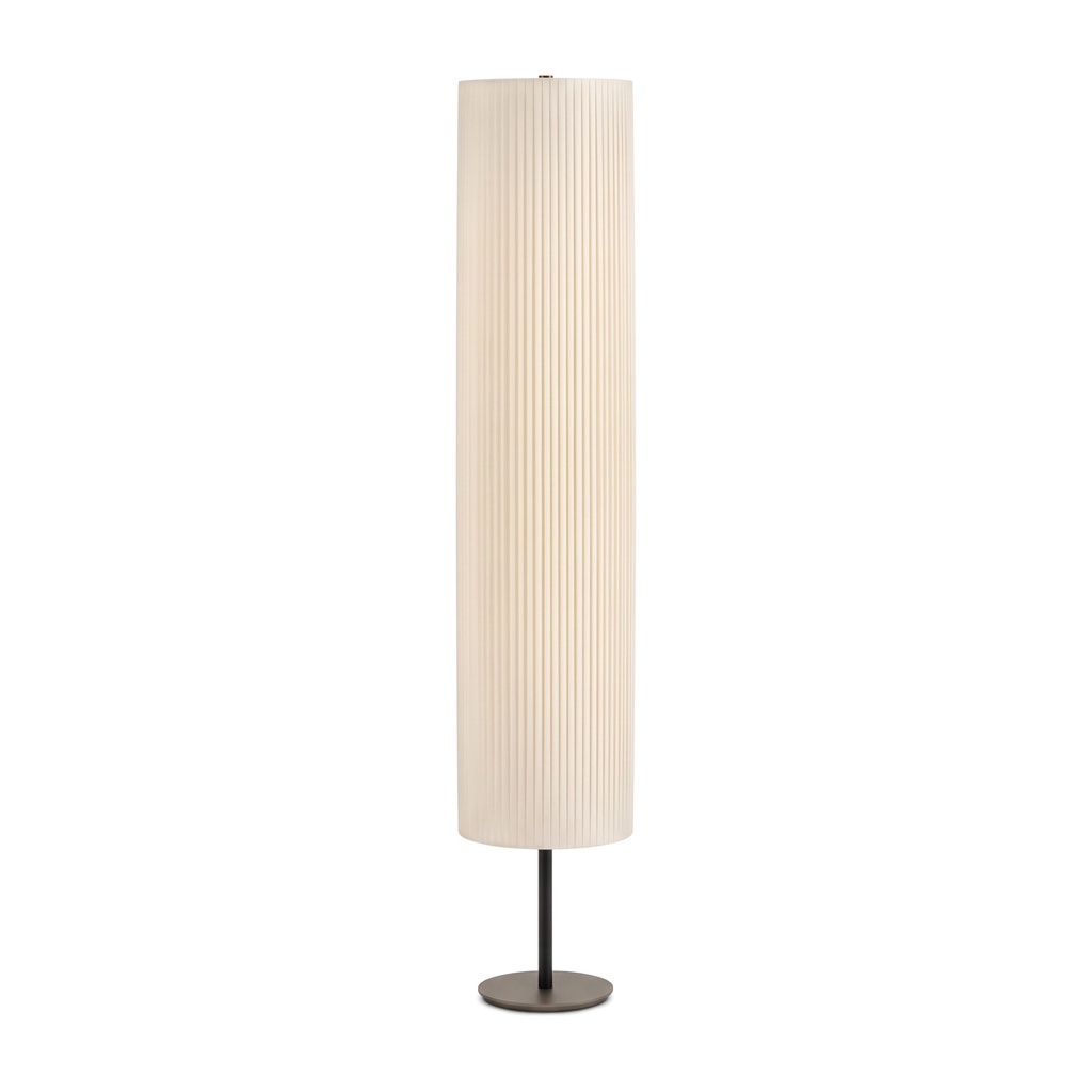 [E8-BA-NE-041] E8 ARAGONA Lampadaire en tissu plissé, entièrement fabriqué à la main en Italie (Pongé ivoire, Bronze anodisé laqué, Noir)