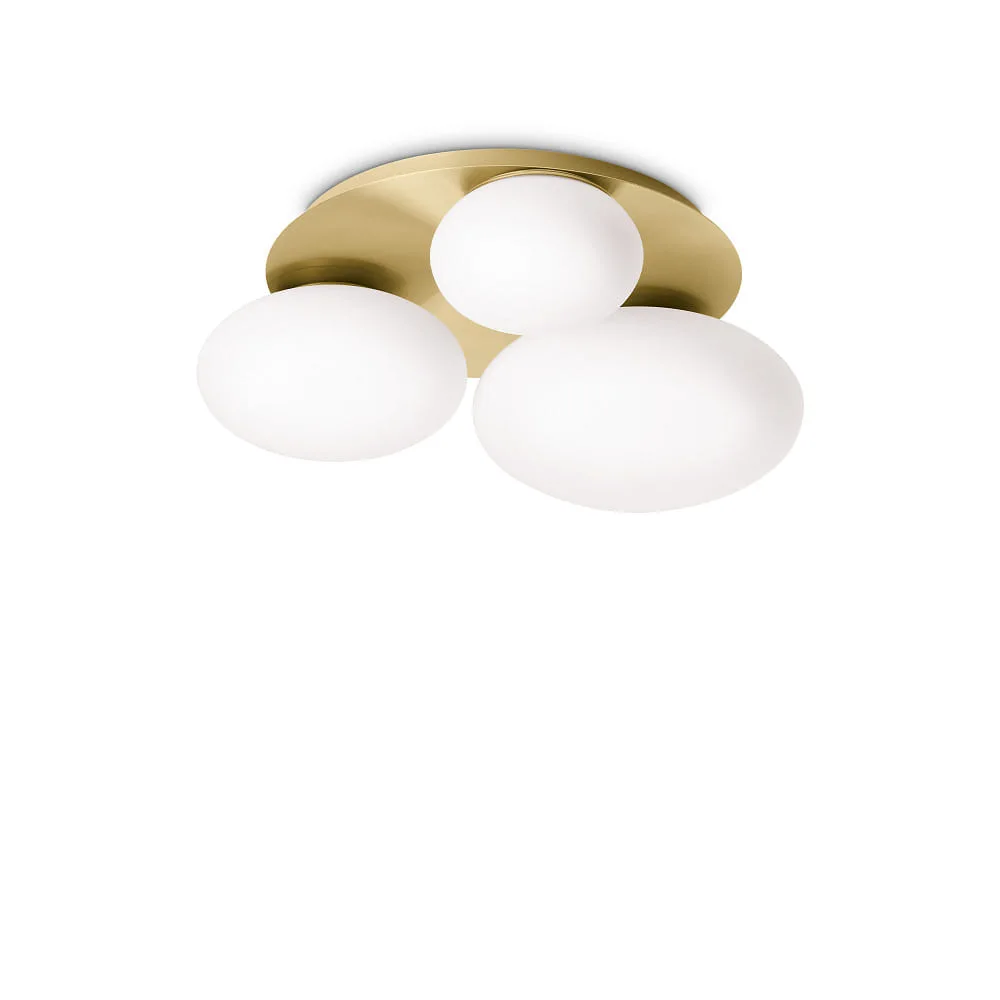Ideal Lux Plafonnier NINFEA PL3, 3 flammes, GX53, IP20 – Laiton