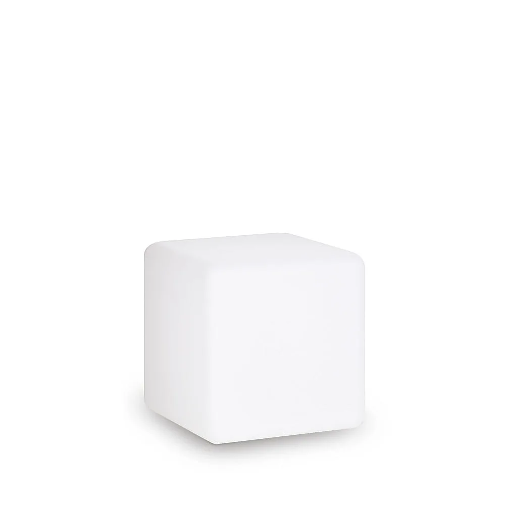 [IDEA-191577] Ideal Lux Lampadaire d'extérieur LUNA, IP44, E27, câble avec fiche et piquet, cube 30cm, opale
