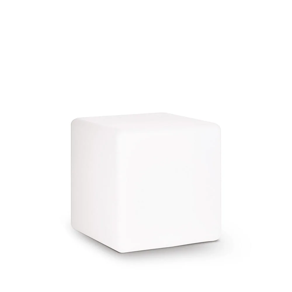 [IDEA-191584] Ideal Lux Lampada da terra da esterno LUNA, IP44, E27, cavo con spina e picchetto, cubo 40cm, opalino