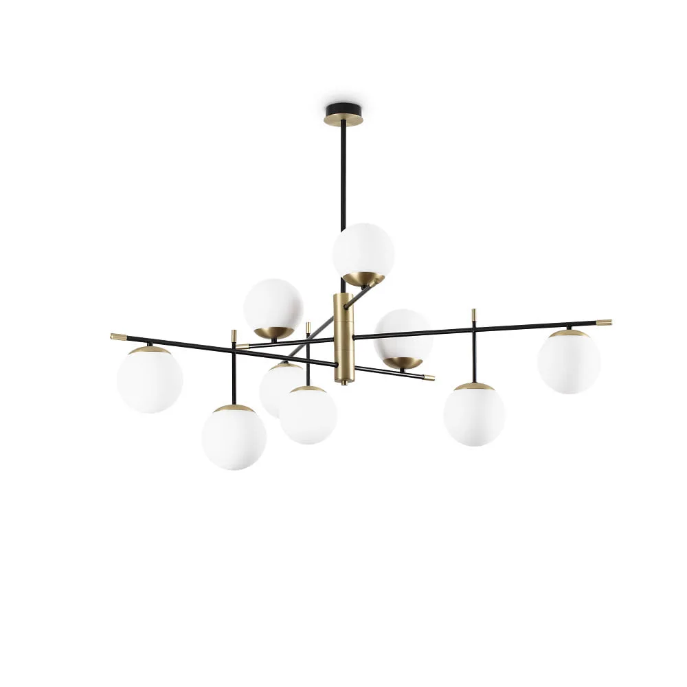 Ideal Lux Deckenleuchte GOURMET PL9 9-flammig E14 IP20, schwarz